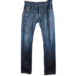 Armani Jeans Mens Blue Wash Button Fly Denim Straight Leg Jeans EU 30